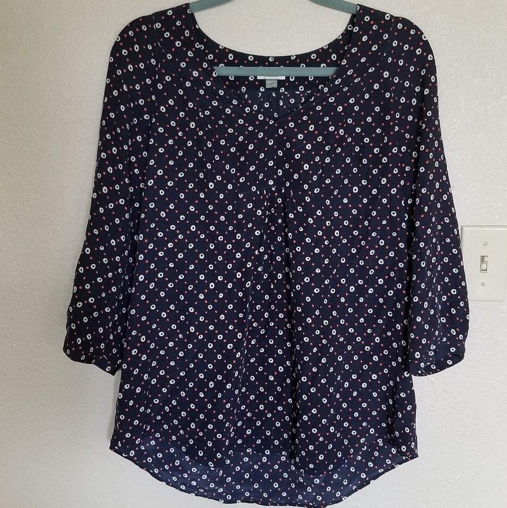 ❤Fossil 100 Silk boho tunic blouse circle design bohemian hippie tunic